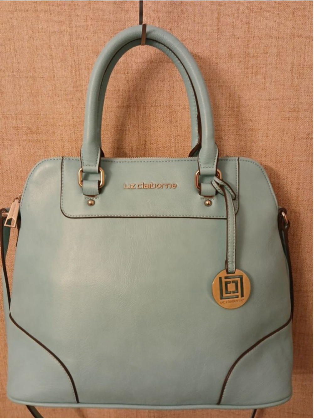 Women's Liz Claiborne Satchel One Size Light Blue with Brown Trim - Picture 6 of 12
